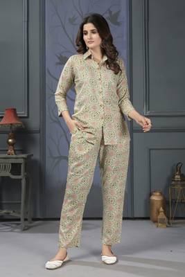 Pista beautiful printed rayon partywear co-ord sets dress 1