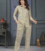 Pista beautiful designer printed rayon fabric partywear co-ord sets dress