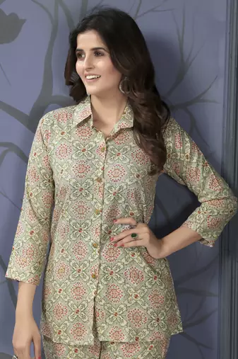 Pista beautiful printed rayon partywear co-ord sets dress