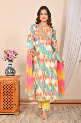 Multi beautiful readymade plus size dress for ethnic looks 1