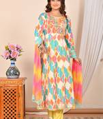 Multi beautiful readymade plus size dress for ethnic looks