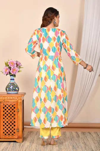 Multi beautiful readymade plus size dress for ethnic looks