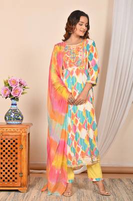 Multi beautiful readymade plus size dress for ethnic looks 4