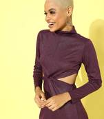 Purple plain polyester short dresses