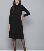 Black plain poly cotton short dresses