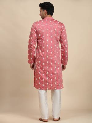Ethnic pink viscosee rayon rich looks kurta pajama with desigmer embroidered work 2