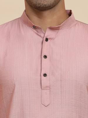 Ethnic pink viscosee rayon rich looks kurta pajama with solid print 3