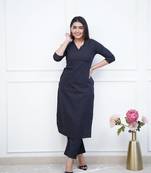 Cotton blue handwork kurti with pant