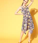 Brown printed polyester short dresses