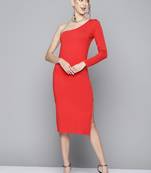 Red plain poly cotton short dresses