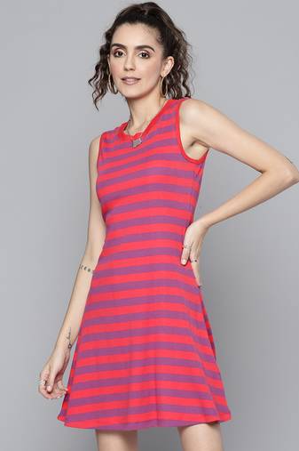 Pink plain poly cotton short dresses