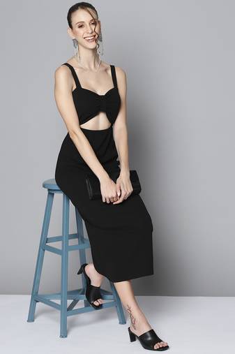 Black plain polyester short dresses