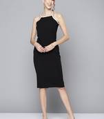 Black plain polyester short dresses