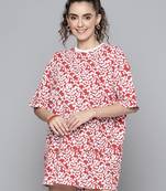 Red printed cotton short dresses