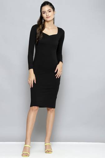 Charcoal plain poly cotton short dresses