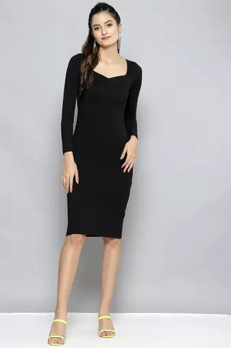 Charcoal plain poly cotton short dresses