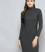 Grey plain viscose rayon short dresses