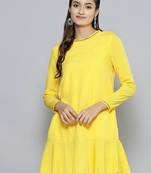 Yellow printed polyester short dresses