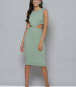 Olive plain polyester short dresses