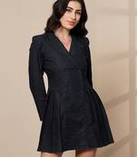 Black plain cotton short dresses