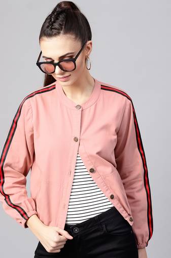 Pink plain denim jackets