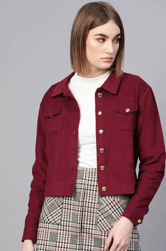 Maroon plain corduroy jackets