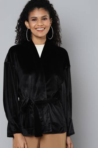 Black plain velvet jackets
