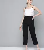 White plain poly cotton jumpsuit