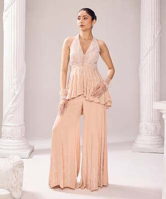 Hiley halterneck peplum sharara set 1