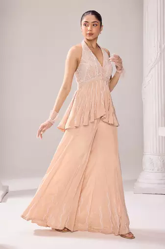 Hiley halterneck peplum sharara set