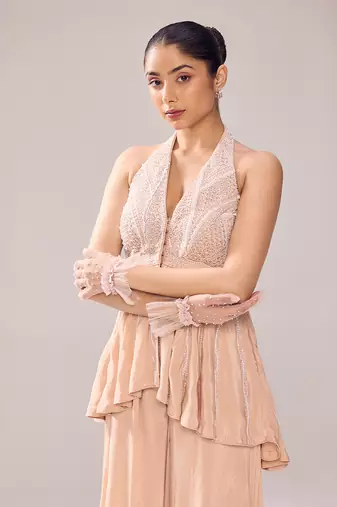 Hiley halterneck peplum sharara set