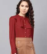 Maroon plain georgette women top