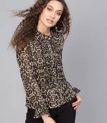 Black printed polyester women top
