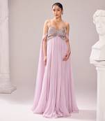 Purple italian embroidery aari sweetheart neck clara gown