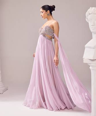 Purple italian embroidery aari sweetheart neck clara gown 2