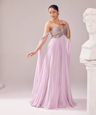 Purple italian embroidery aari sweetheart neck clara gown 3