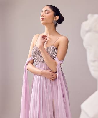 Purple italian embroidery aari sweetheart neck clara gown 4