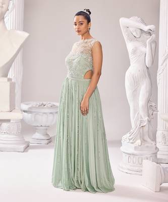 Green jacket net embroidery pearl caroline corset jumpsuit 2