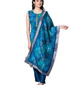 Ruh women's traditional silk blend kurti pant with dupatta