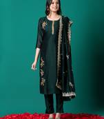 Ruh women's traditional silk blend kurti pant with dupatta