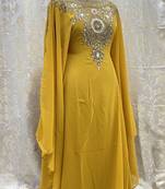 Mustard Georgette Zari Work Kaftan