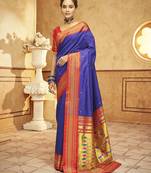 Paithani silk navy blue weaving classic ethnic saree
