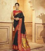Paithani silk black weaving classic ethnic saree