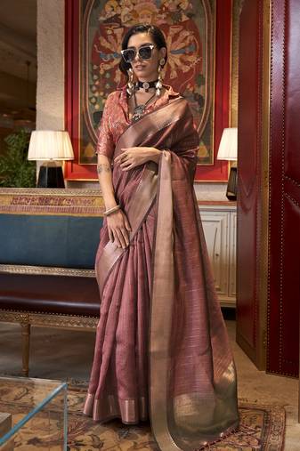 Maroon chiffon weaving saree