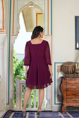  women's wine fited georgette anarkali dress (wine) 3