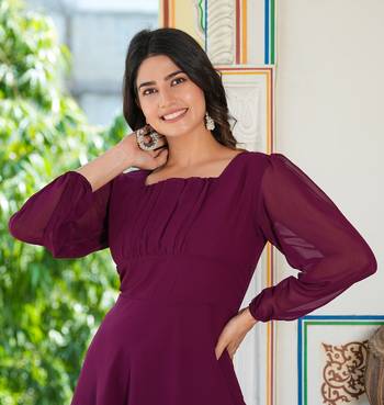  women's wine fited georgette anarkali dress (wine) 4