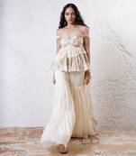 Ivory and gold printed oranza sharara set