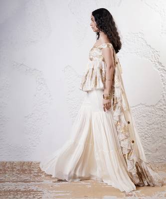 Ivory and gold printed oranza sharara set 4
