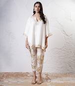 Ivory and gold printed crepe kurta set