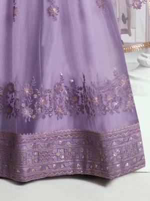lavender net threadwork and sequin lehenga set choli with dupatta 6